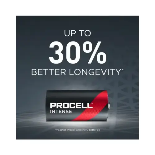 Procell PX1400 Intense High-Performance Battery, 1.5 V Battery, 7933 mAh, C Battery, Alkaline, Manganese Dioxide - pack of 12