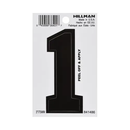 Number 3" Black Vinyl Self-Adhesive 1 Glossy