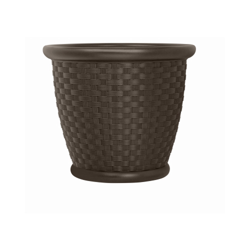 Planter, Plastic, Bronze Shaded Wicker, 18-In. Java