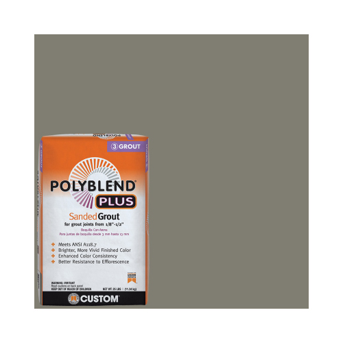 CUSTOM BUILDING PRODUCTS, INC. PBPG0925 Polyblend Plus Sanded Grout, Powder, Characteristic, Natural Gray, 25 lb Bag