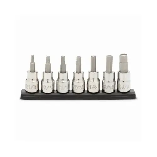 7-Pc. SAE Hex Bit Set,3/8 In. Drive