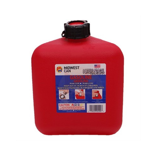 Gas Can, Self-Venting, Red Plastic, 2.5-Gallons
