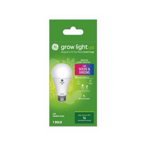 LED Horticultural Grow Light Bulb for Seeds & Greens, A19 Shape, 1.9 Watts