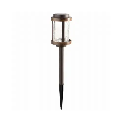 FUSION PRODUCTS LTD. 27113 Solar Stake Lights, Black Metal/Plastic, Crackle Glass Lens pack of 4