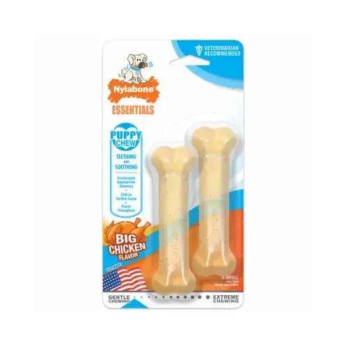 Nylabone N101TPWXXX Teething Puppy Chew Treats, Chicken Flavor, Up to 15 Lbs., 2-Ct pair