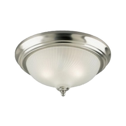 00 Flush Mount Ceiling Fixture, 2-Lamp, Brushed Nickel Fixture