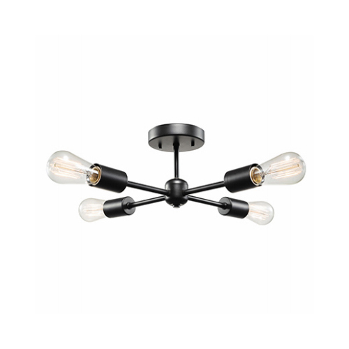 Vane 4-Light Ceiling Fixture, Semi-Flush Mount, Matte Black