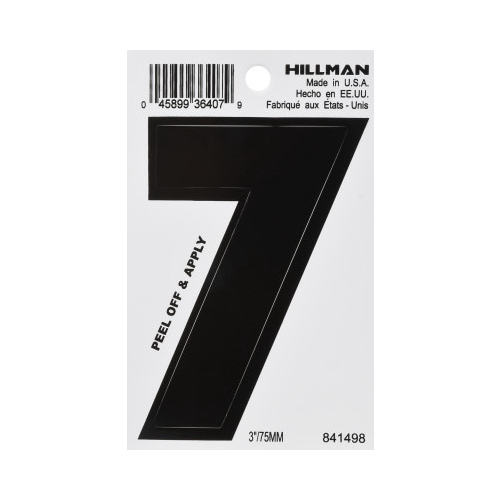 Number 3" Black Vinyl Self-Adhesive 7 Glossy