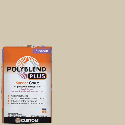 CUSTOM BUILDING PRODUCTS, INC. PBPG38225 Polyblend Plus Sanded Grout, Powder, Characteristic, Bone White, 25 lb Bag