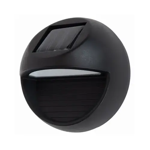 Solar Wall Lights, Round Wedge Shape, Black Metal pair