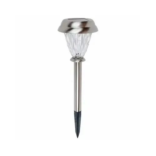 FUSION PRODUCTS LTD. 25098 Solar Stake Lights, Stainless-Look Plastic pack of 4