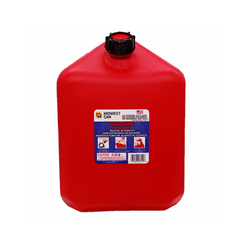 Midwest Canvas 6119 Gas Can, Self-Venting, Red Plastic, 5-Gallons