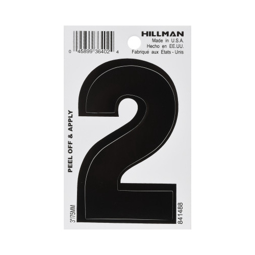 Number 3" Black Vinyl Self-Adhesive 2 - pack of 6