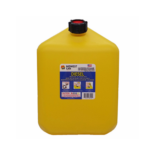 Diesel Gas Can, Self-Venting, Yellow Plastic, 5-Gallons - pack of 4