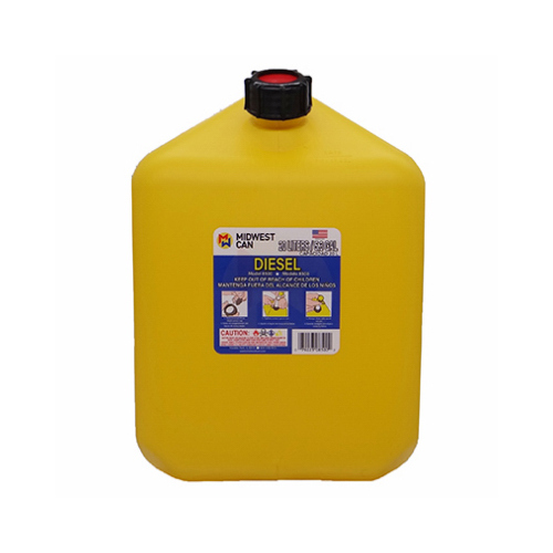 Midwest Canvas 8500 Diesel Gas Can, Self-Venting, Yellow Plastic, 5-Gallons