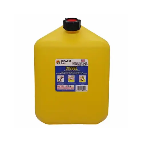 Midwest Canvas 8500 Diesel Gas Can, Self-Venting, Yellow Plastic, 5-Gallons