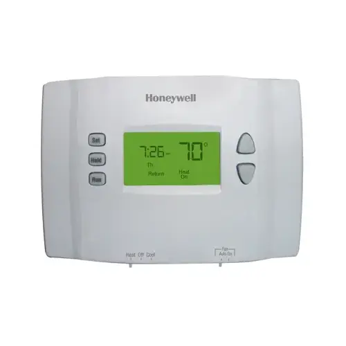 Programmable Thermostat, +/-1 deg F Differential, Digital Display White