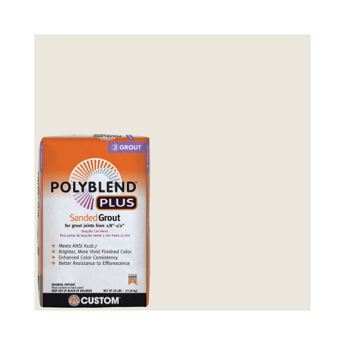 Polyblend Plus Sanded Grout, Powder, Characteristic, Bright White, 25 lb Bag