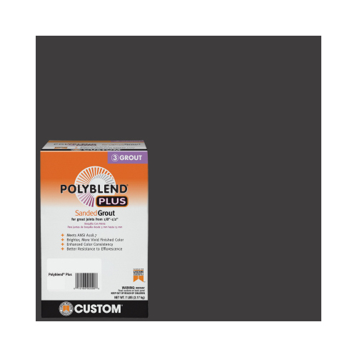 CUSTOM BUILDING PRODUCTS, INC. PBPG607-4 Polyblend Sanded Grout, Solid Powder, Characteristic, Charcoal, 7 lb Box