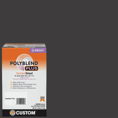 CUSTOM BUILDING PRODUCTS, INC. PBPG607-4 Polyblend Sanded Grout, Solid Powder, Characteristic, Charcoal, 7 lb Box