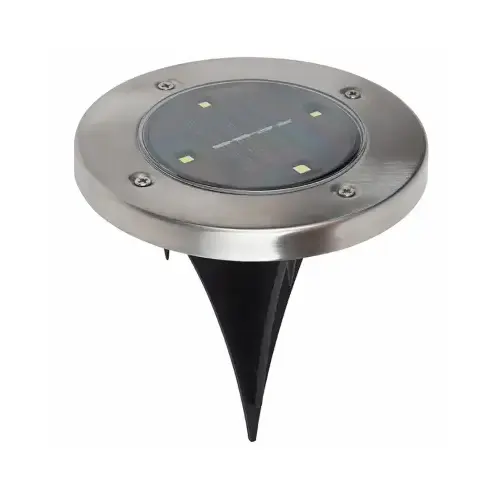 FUSION PRODUCTS LTD. 25121 Solar Lawn/ Deck Lights, Stainless-Look Plastic pair