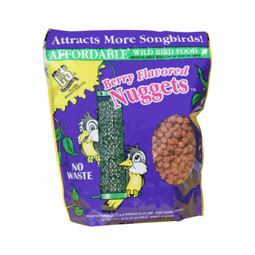 C & S 06101 Nuggets Bird Food, High-Energy, Berry Flavor, 27 oz Bag
