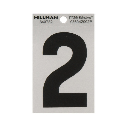 Number 3" Reflective Black Vinyl Self-Adhesive 2