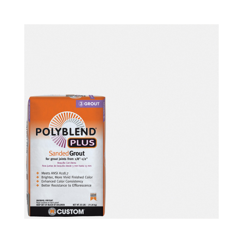 Polyblend Plus Sanded Grout, Powder, Characteristic, Arctic White, 25 lb Bag