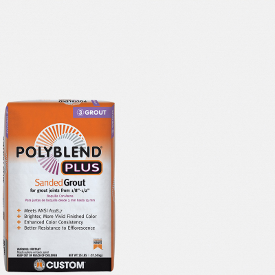 CUSTOM BUILDING PRODUCTS, INC. PBPG64025 Polyblend Plus Sanded Grout, Powder, Characteristic, Arctic White, 25 lb Bag