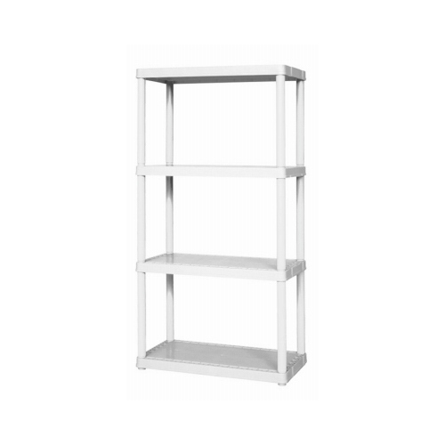 4-Shelf Shelving Unit, White Plastic, 22 x 14 x 48.25-In.