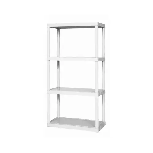 4-Shelf Shelving Unit, White Plastic, 22 x 14 x 48.25-In.