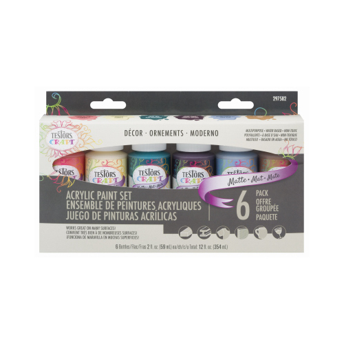 Craft Paint Set, Assorted, 2 oz, Bottle - pack of 6