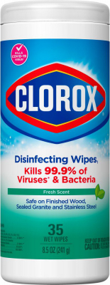 CLOROX 01593 Disinfecting Wipes, Liquid, Fresh, White