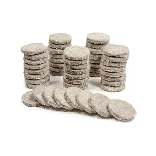 Furniture Pads, Self-Adhesive, Tan Felt, Round, 1-In - pack of 48