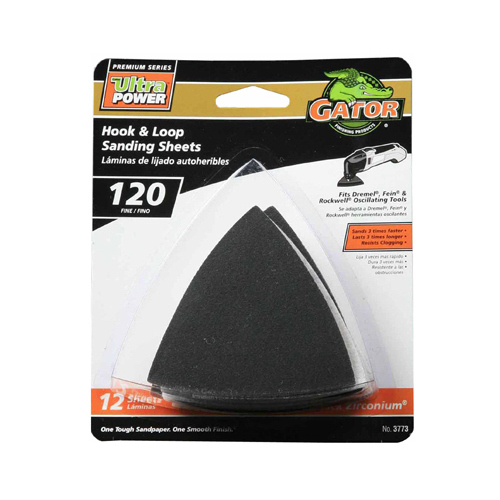 Hoop & Loop Sandpaper, 3-In., 120-Grit - pack of 12