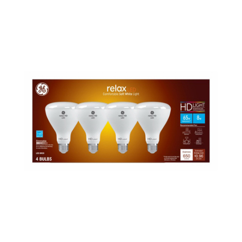 Relax HD LED Light Bulb, Soft White, 8 Watts - pack of 4