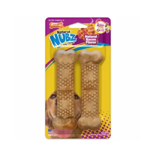 Natural Nubz Long-Lasting Edible Dog Chew Treats, Bacon Flavor, Jumbo Up to 50 Lbs., 2-Ct. Pair