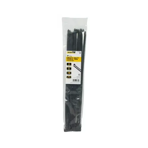 Heavy Duty Cable Tie, UV Black, 18-In - pack of 50