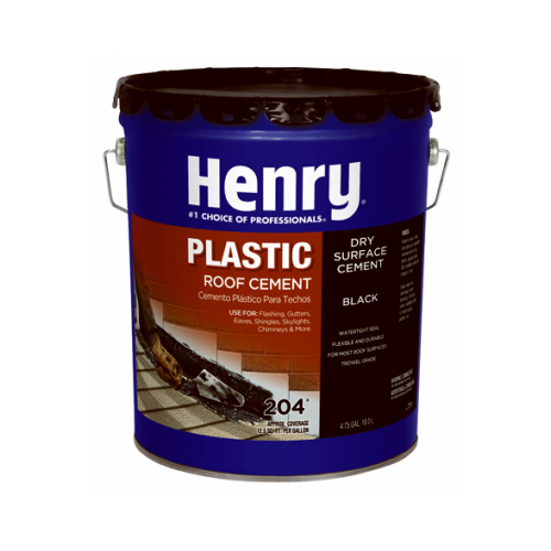 HENRY HE204071 Plastic Roof Cement, Black, Liquid, 5 gal Can