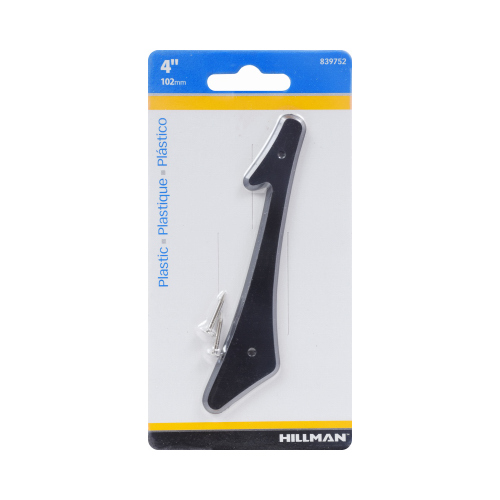 Number 4" Black Plastic Nail-On 1 - pack of 10
