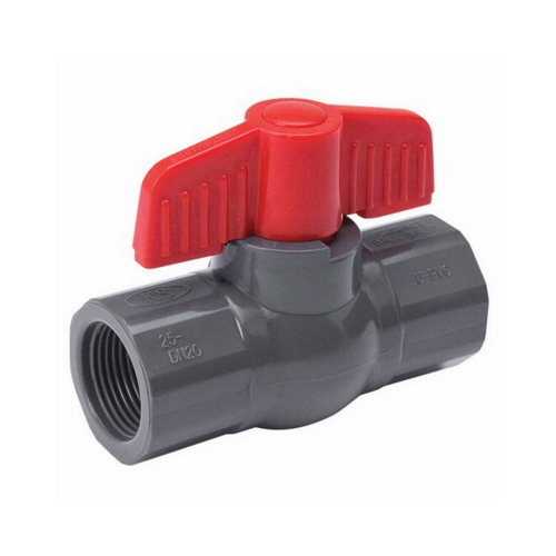 Ball Valve, 3/4 in Connection, FPT x FPT, 150 psi Pressure, PVC Body Gray