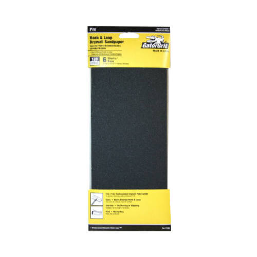 Sandpaper, 10-1/2 in L, 4-1/2 in W, 120 Grit, Fine, Silicone Carbide Abrasive - pack of 6