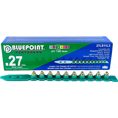 BLUE POINT FASTENING 27LS11L3P LOAD STRIP LONG GREEN 0.27CAL - pack of 100