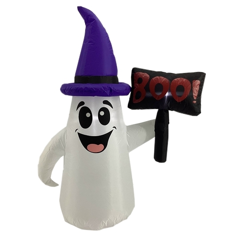 Santas Forest 90849 Inflatable Halloween Ghost, 4 ft H, Polyvinyl, White, Internal Light/Music: Internal Light