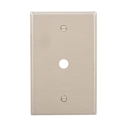Telephone and Coaxial Wallplate, 4.87 in L, 3.12 in W, 1-Gang, Stainless Steel, Stainless