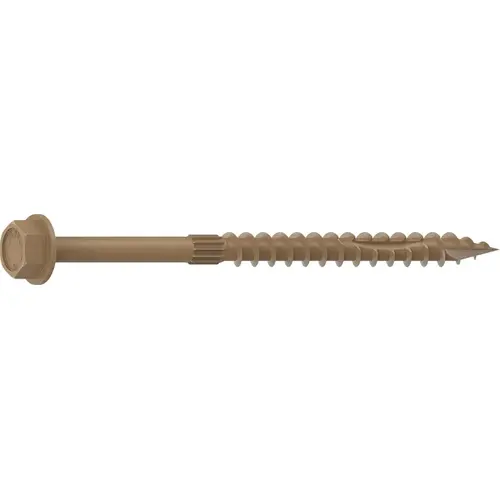 Structural Screw, 1/4 in Thread, 4 in L, Hex Head, Hex Drive, Sharp Point, PROTECH Ultra 4 Coated, 10 - pack of 10