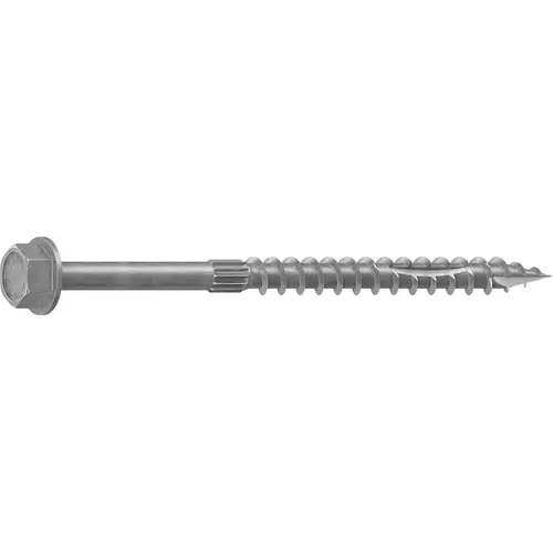 Structural Screw, 1/4 in Thread, 4 in L, Hex Head, Hex Drive, Sharp Point, Hot-Dipped Galvanized, 10 - pack of 10