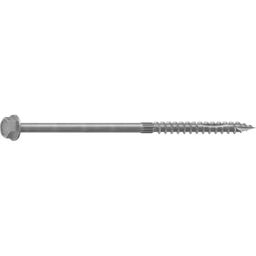 Structural Screw, 1/4 in Thread, 6 in L, Hex Head, Hex Drive, Sharp Point, Hot-Dipped Galvanized, 250