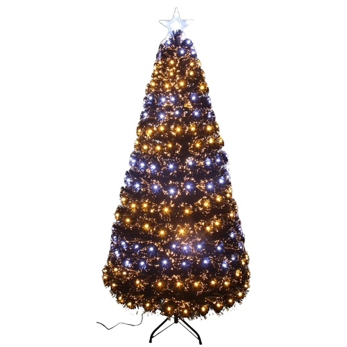 Santas Forest 54860 Fiber Optic Tree, 9 ft H, Plug In, Fiber Optic/G15 Bulbs, White Light