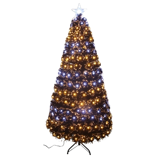 Fiber Optic Tree, 9 ft H, Plug In, Fiber Optic/G15 Bulbs, White Light